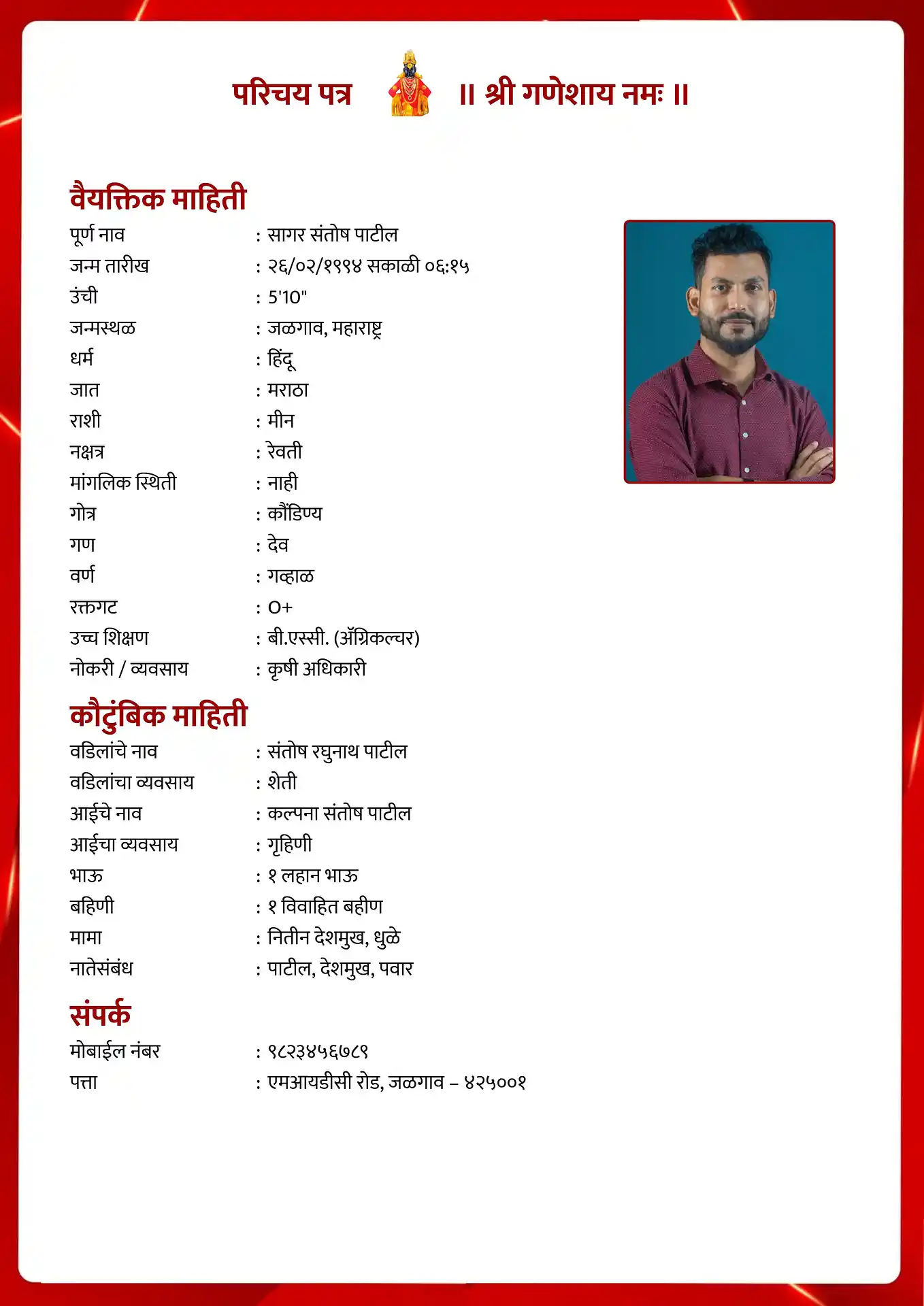 Template 3 biodata template