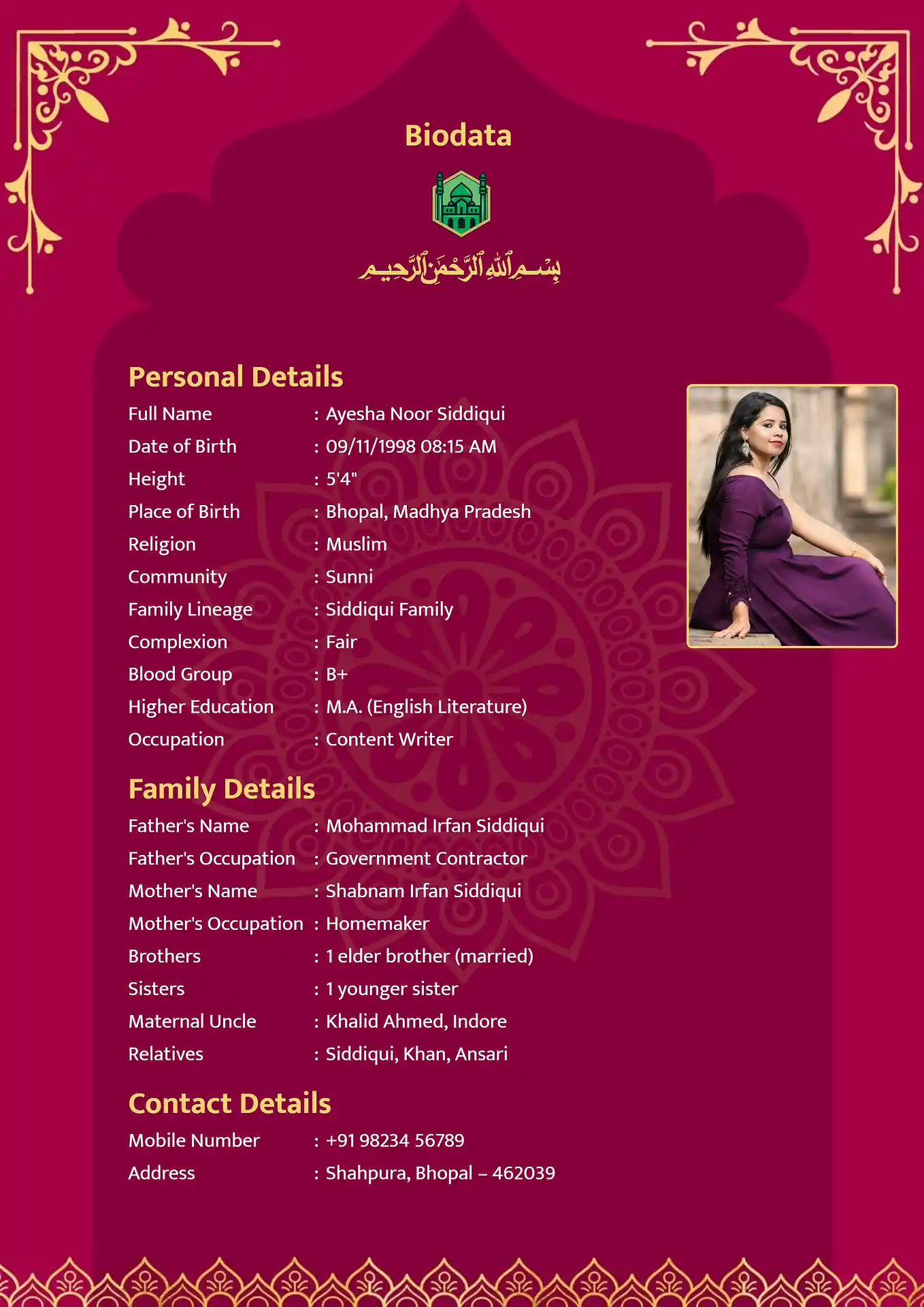 Template 4 biodata template